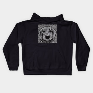 Linocut Dachshund Puppydog Eyes Kids Hoodie